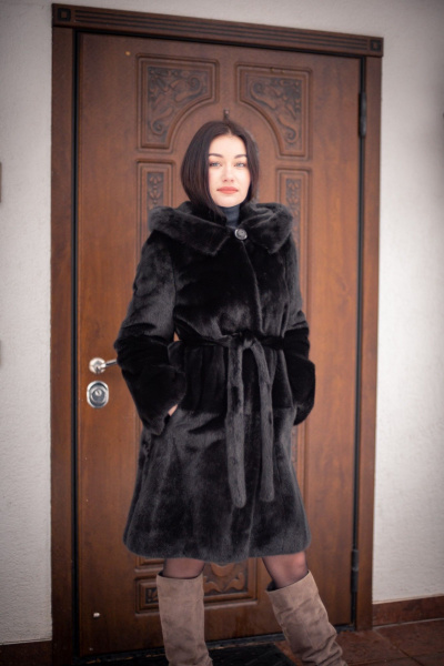 Пальто Мехофф Мэри95.122-520 черно-коричневый - фото 1