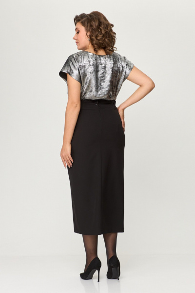 Блуза, юбка ANASTASIA MAK 1146 чёрный+серебро - фото 3