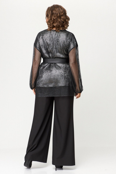 Блуза, брюки, кардиган ANASTASIA MAK 1149 чёрный+серебро - фото 4