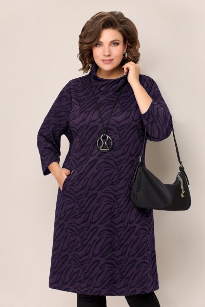 Платье VOLNA 1308 темно-фиолетовый/черный_принт - фото 2