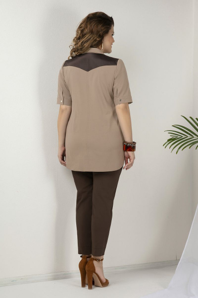 Блуза, брюки JeRusi 2028 коричневый - фото 2