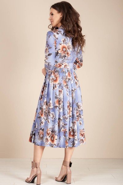 Платье, пояс Teffi Style L-1425 цветы_на_голубом - фото 2
