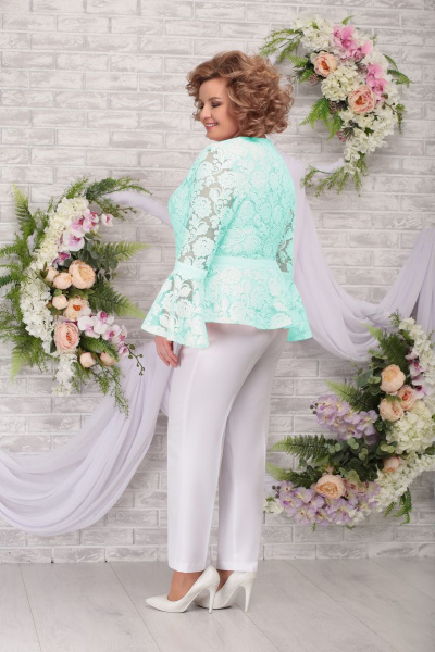 Блуза, брюки Ninele 5775 св.зеленый-белый - фото 2