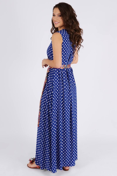 Платье, пояс Teffi Style L-1484 горохи_на_синем - фото 3