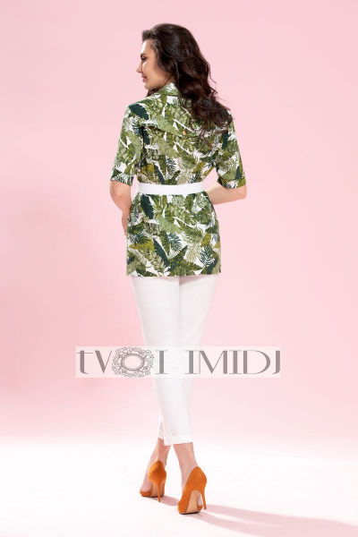 Блуза, брюки Твой имидж 1246 зеленый+белый - фото 2