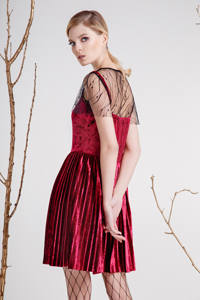 Платье Prestige 3284/170 черный+бордовый - фото 2