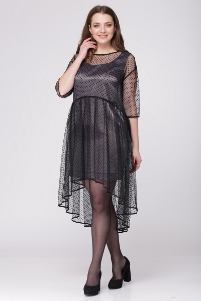 Платье LadisLine 897 черный+серый - фото 2