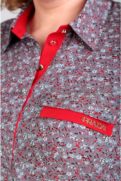 Блуза Таир-Гранд 62221 серый-красная.отд - фото 5