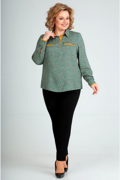 Блуза Таир-Гранд 62221 зеленый-горчица.отд - фото 5