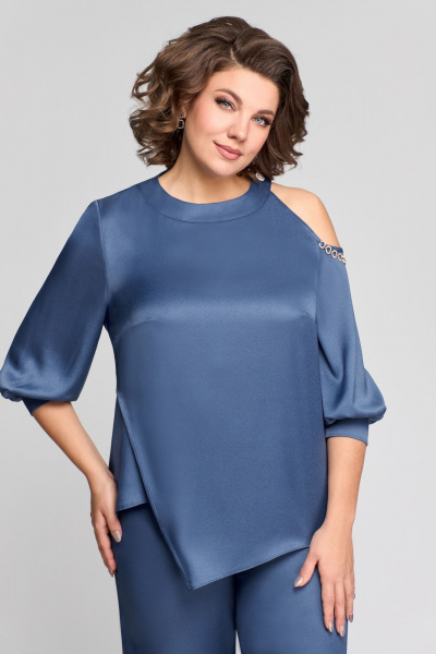 Блуза, брюки Мишель стиль 1165 лазурно-голубой - фото 8