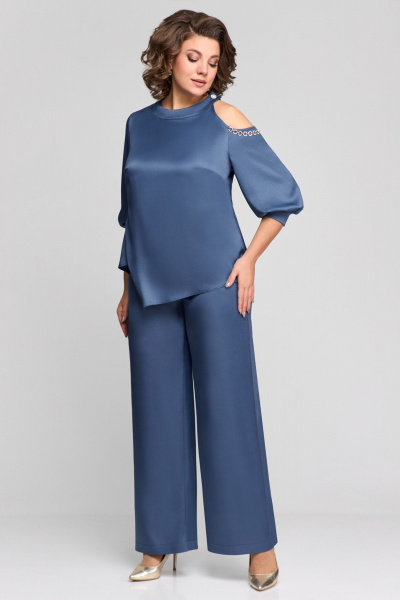 Блуза, брюки Мишель стиль 1165 лазурно-голубой - фото 7