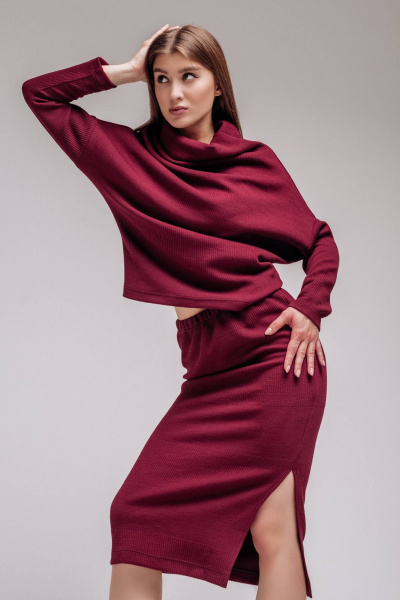 Джемпер, юбка Legend Style K-005 бордовый - фото 7