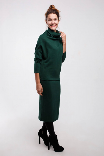 Джемпер, юбка Legend Style K-005 темно-зеленый - фото 9