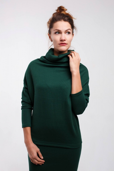 Джемпер, юбка Legend Style K-005 темно-зеленый - фото 6