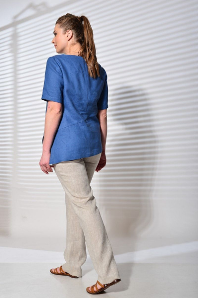 Блуза, брюки MALI 720-053 синий+натуральн. - фото 7