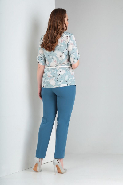 Блуза, брюки Милора-стиль 389 голубой - фото 2