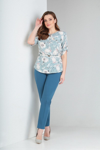 Блуза, брюки Милора-стиль 389 голубой - фото 1