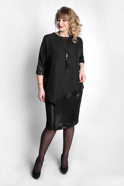 Блуза, платье Swallow М-086 черный - фото 1