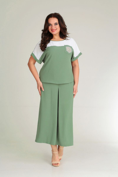 Блуза, брюки Диомант 1416 зелень - фото 1