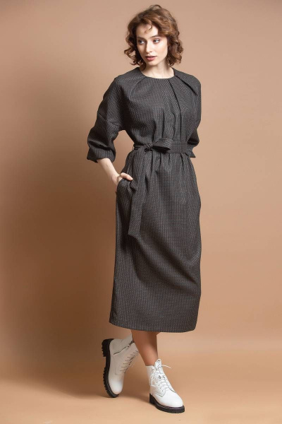 Платье Ivera 763 черный, серый, коричневый - фото 1