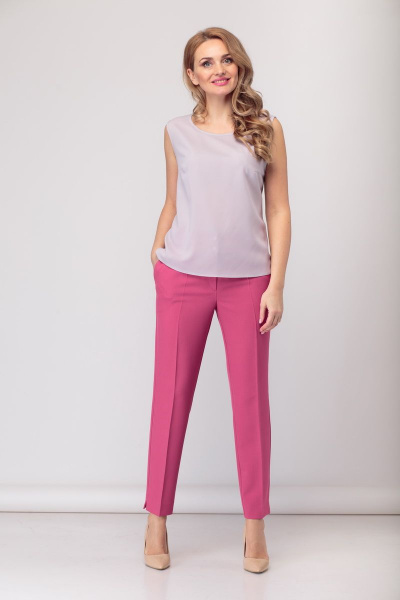 Блуза, брюки, жакет БАГРЯНИЦА 1833 розовый - фото 4