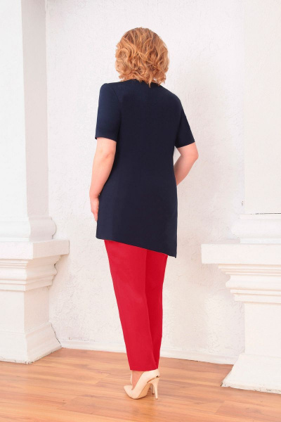 Блуза, брюки Асолия 1140 красно-синий - фото 2