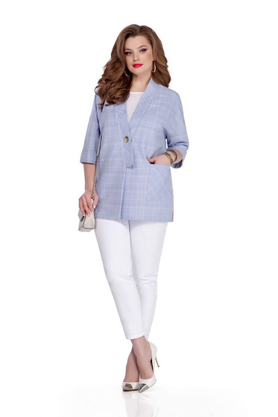 Блуза, брюки, жакет TEZA 886 голубой-белый - фото 1