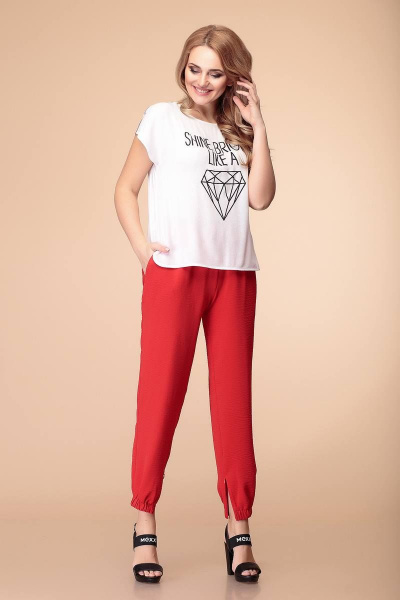 Блуза, брюки Romanovich Style 2-1334 белый/красный - фото 2