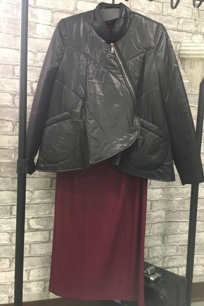 Куртка, платье ElPaiz 484 черный+бордо - фото 2
