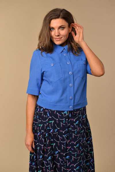 Жакет, юбка Lady Style Classic 1328 синий - фото 2