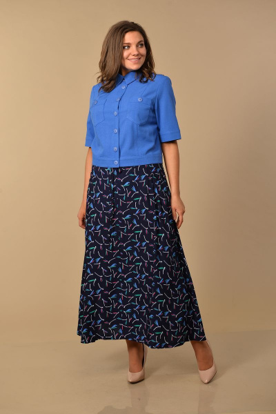 Жакет, юбка Lady Style Classic 1328 синий - фото 1