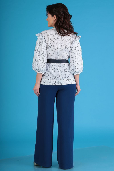 Блуза, брюки Мода Юрс 2552 синий+белый - фото 7
