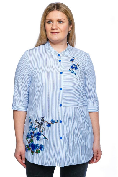 Блуза Левлада 1742 голубой,белый - фото 2