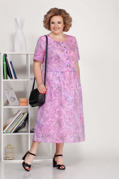 Платье Ивелта плюс 1700 розовый - фото 1