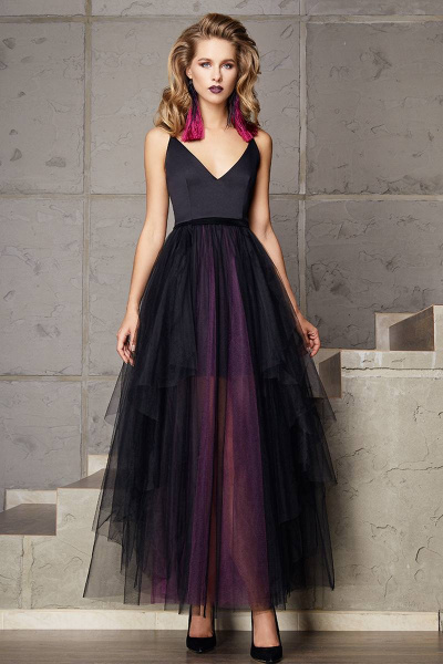 Платье LaVeLa L1707 черный/фиолетовый - фото 1