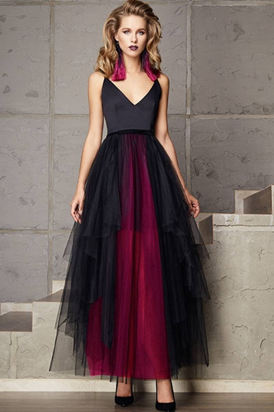Платье LaVeLa L1707 черный/бордовый - фото 1