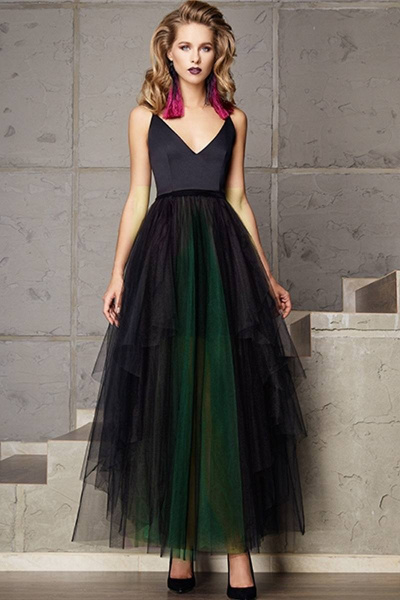 Платье LaVeLa L1707 черный/зеленый - фото 1