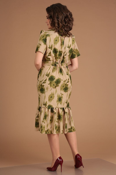 Платье Мода Юрс 2543 бежево-зеленый - фото 5