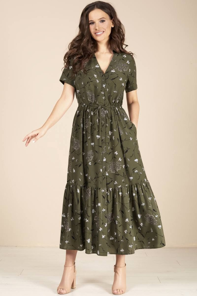 Платье Teffi Style L-1412 темно-зеленый - фото 3
