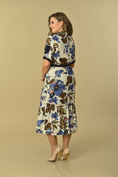 Платье Lady Style Classic 2088 синий-бежевый - фото 2
