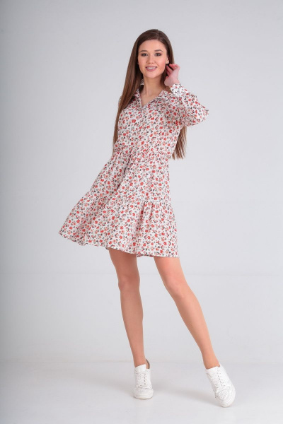 Платье Lady Line 473 белый+розовый - фото 5