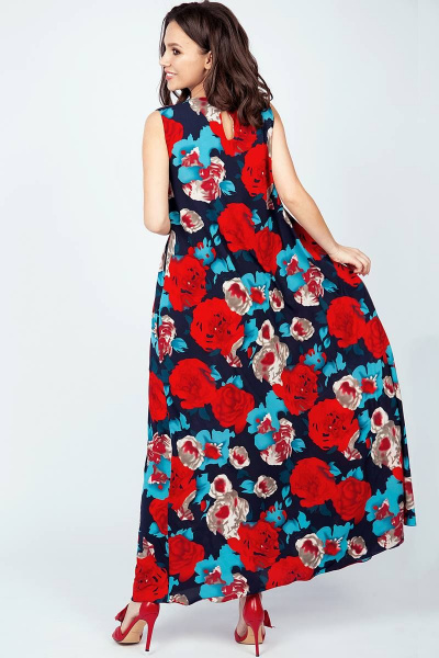 Платье Teffi Style L-1390 красные_цветы - фото 2