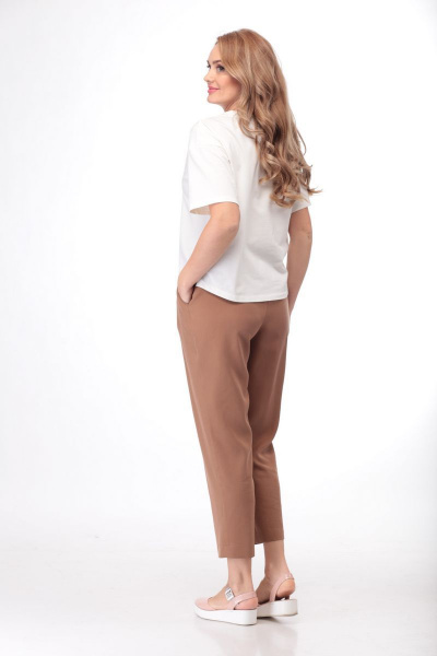 Блуза, брюки LadyThreeStars 2009 молочный+охра_коричневый - фото 2
