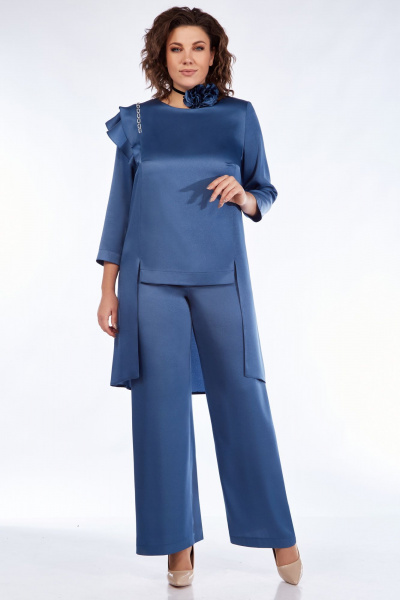 Блуза, брюки Мишель стиль 1167 лазурно-голубой - фото 7