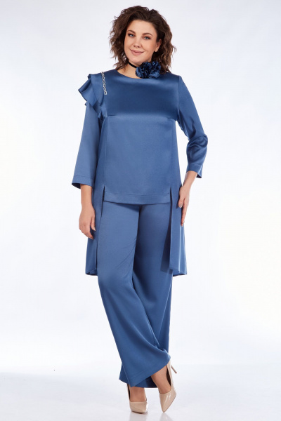 Блуза, брюки Мишель стиль 1167 лазурно-голубой - фото 6