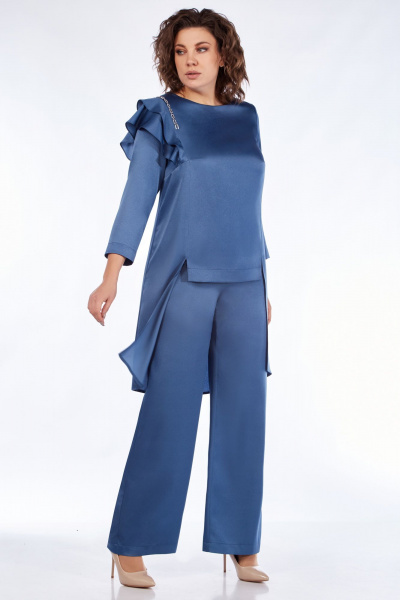Блуза, брюки Мишель стиль 1167 лазурно-голубой - фото 3