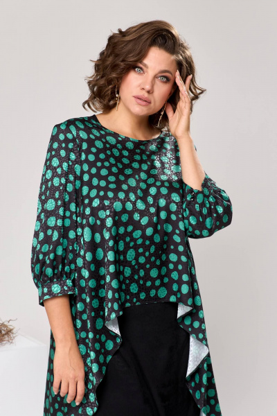 Блуза, платье Romanovich Style 3-2550 черный/зеленый - фото 4