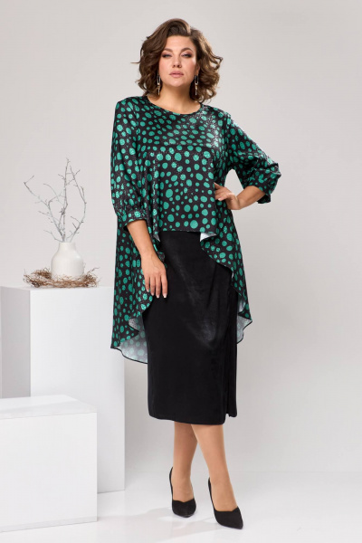 Блуза, платье Romanovich Style 3-2550 черный/зеленый - фото 1