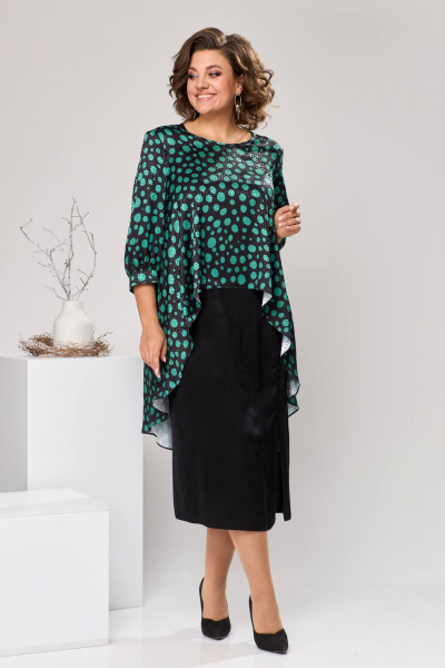 Блуза, платье Romanovich Style 3-2550 черный/зеленый - фото 2