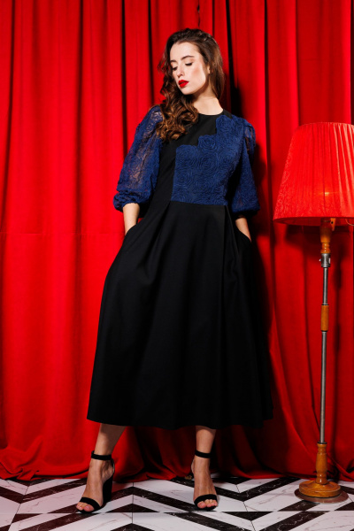 Платье NikVa 416-2 синий_черный - фото 1